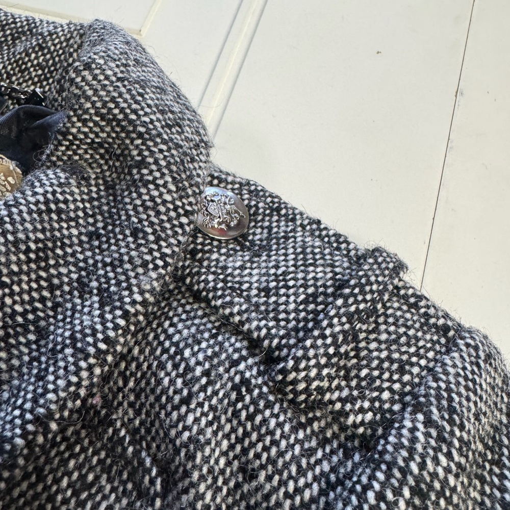 Guess Women’s Size Small Wool Blend Zip Up Long Peacoat Jacket Tweed - Picture 7 of 10